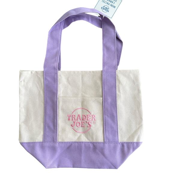 Trader Joe's Handbags - Trader Joe's Ltd Edition Mini Canvas Tote Bag Pastel Lavender Purple New w/ tags